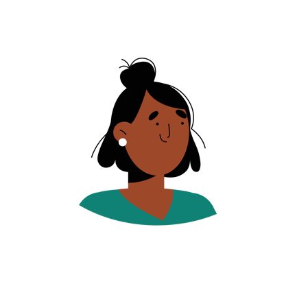 Portrait de personnage de femme animée avec chignon