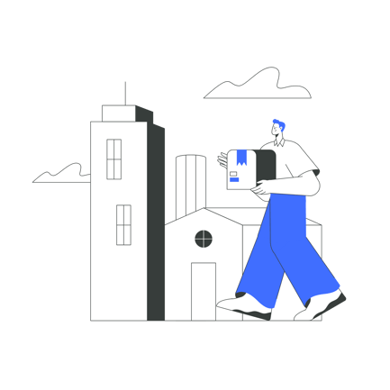 Delivery Person Walking in the City Illustration