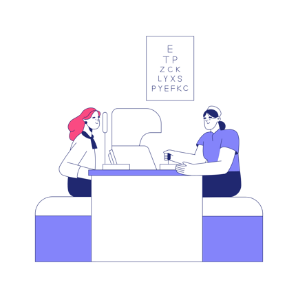 Ophthalmological Examination Illustration in Duotone Style
