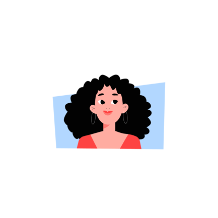 Duotone Illustration of a Woman with Curly Hair