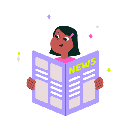 Cartoon Woman Reading News Animation