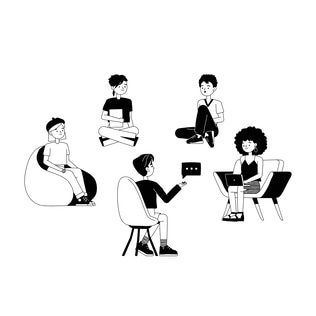 Corporate Team Communication Line Art Illustration