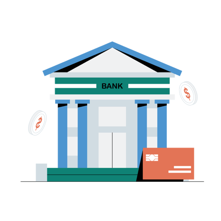 Flat Illustration of a Bank Building