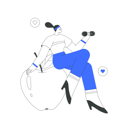 Woman Exercising with Dumbbell on Apple Illustration
