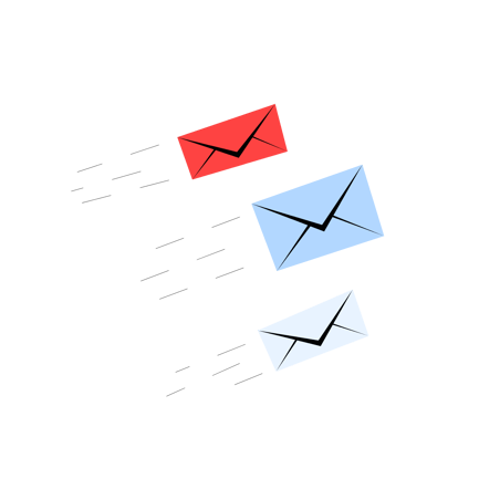 Flying Envelopes in Duotone Style Illustration