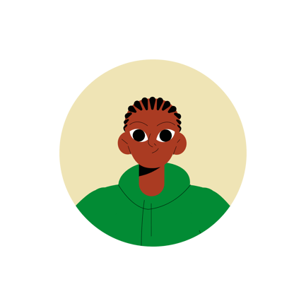 Flat Illustration of a Black Boy with Braids