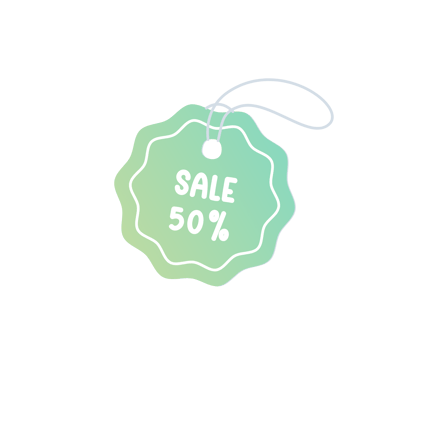 Etiqueta de preço de venda animada de 50% com movimento suave