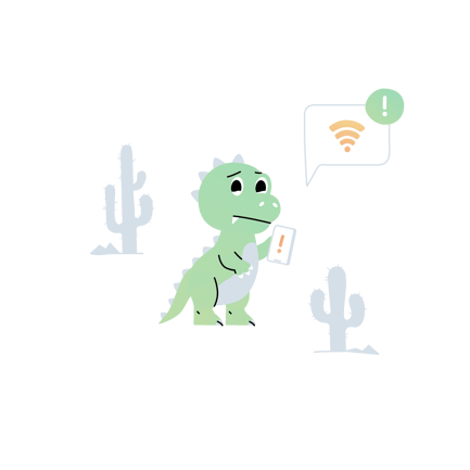 Sad Dinosaur with No Internet Connection