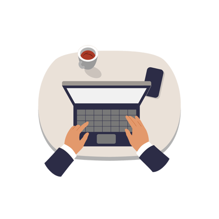 Person Working on Laptop at Workplace Animation