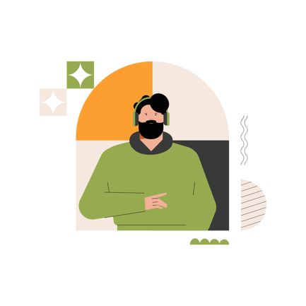 Man with Headset Ready to Help Illustration