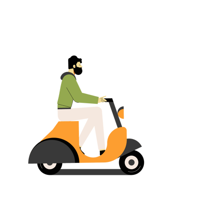 Man Riding Scooter