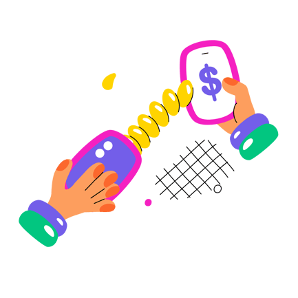 Cartoon Illustration of Crypto Wallet Transfer