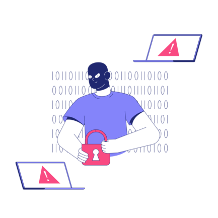 Cybercriminal Breaking Security Lock Illustration