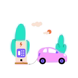Electric Car Recharge Illustration