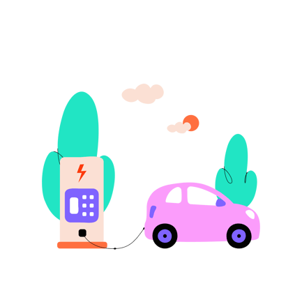 Electric Car Recharge Illustration