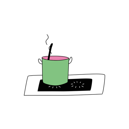 Cartoon Cooking Pot on Stove Illustration