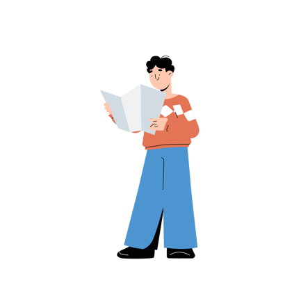 Animated Man Reading a Travel Map