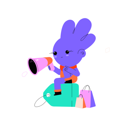 Cartoon Character Announcing Discount Deals