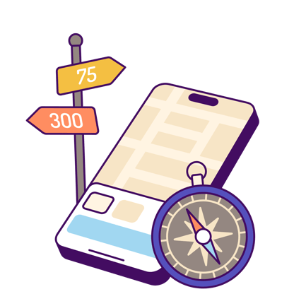 Navigation App With Route to Destination
