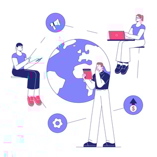 Network Marketing Team Around the World Illustration