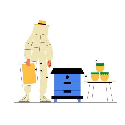 Beekeeper Tending Beehive Animation