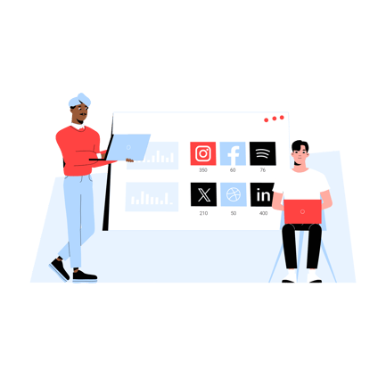 Social Media Analytics Duotone Illustration