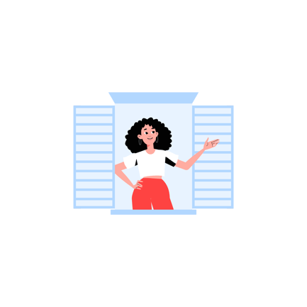 Woman Waving from Window Illustration