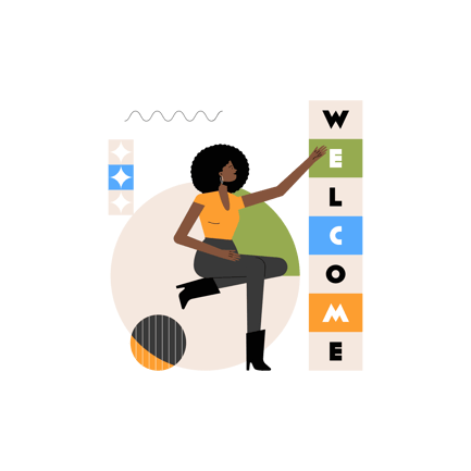 Geometric Welcome Page Illustration with Woman