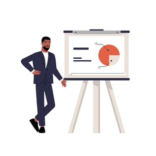 Businessman Presenting Data on Whiteboard