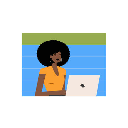 African American Woman Working on Laptop Animation