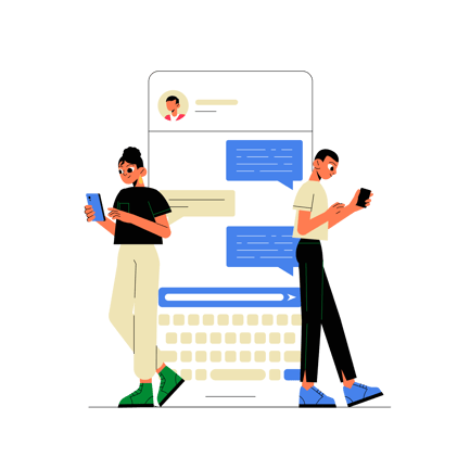 People Messaging Online Illustration