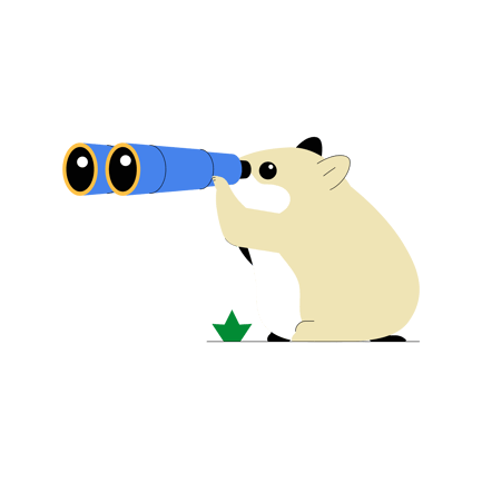Hamster Looking Through Binoculars Illustration