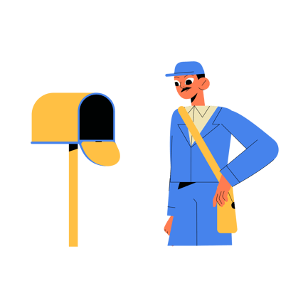 Flat Illustration of a Mailman Delivering Mail