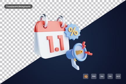 Preview: 1.1 Calendar flash sale 3d icon