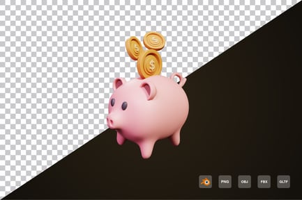 Preview: 3d Pig Coin Icon