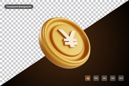 Vista previa: Icono 3D de Coin Yen