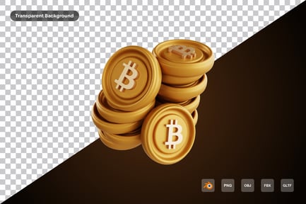 Aperçu: Icône 3D Bitcoin Stack