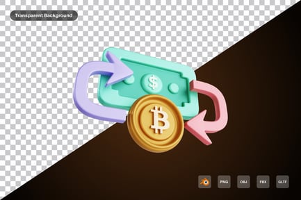 Preview: Exchange Bitcoin Dollar 3d Icon