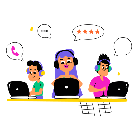 Cartoon Customer Support Team Illustration