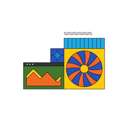 Geometric Cpu Cooling System Illustration