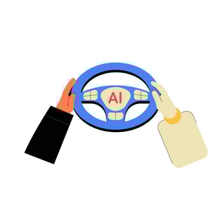 Semi-Autonomous Car with Ai Steering Wheel Illustration