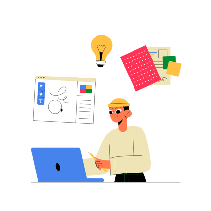 Graphic Designer Working on Laptop Illustration