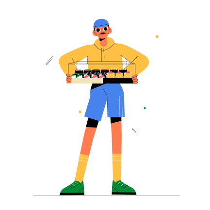 Modern Sushi Delivery Character Animation