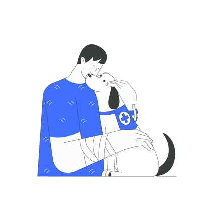 Man Hugging Medical Detection Dog Illustration