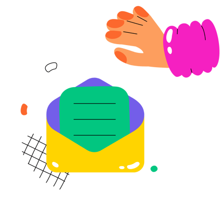 Hand Placing a Message in an Email Envelope Illustration