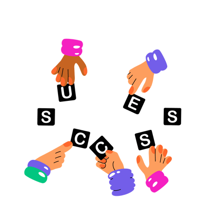 Hands Collaborating to Build Success Word Animation