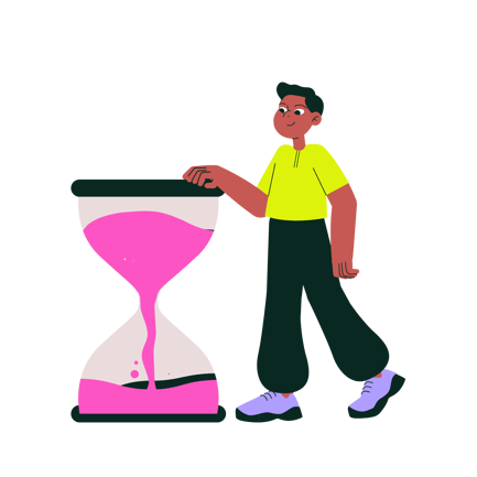 Waiting Time Cartoon Illustration with Hourglass