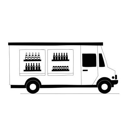 Beer Delivery Truck Line Art Illustration