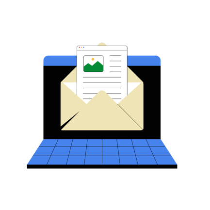 Email Communication on Laptop Illustration