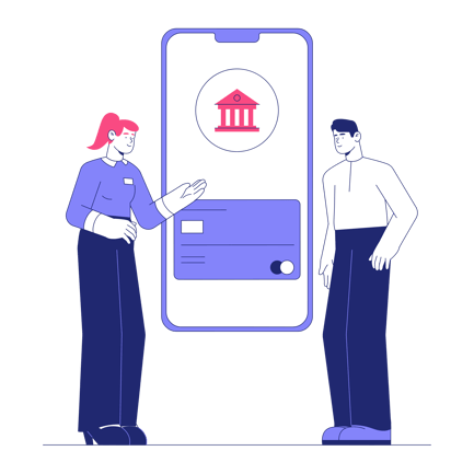 Bank Support Duotone Illustration with Mobile Phone